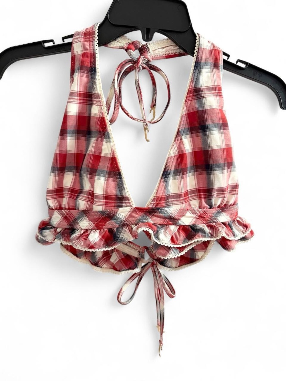 Rare Juicy Couture plaid halter bikini top size XL